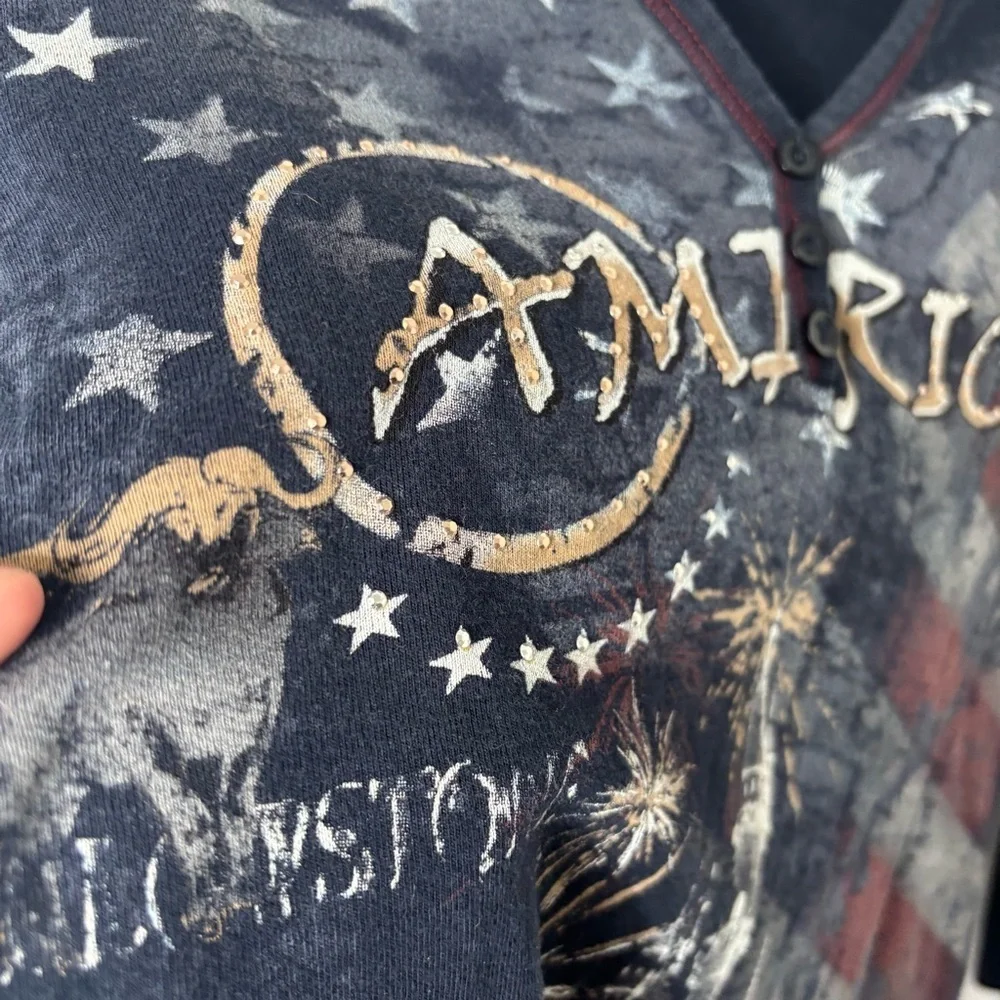 Christopher & Banks Y2K Americana Hooded Henley Top S - Picture 8 of 9
